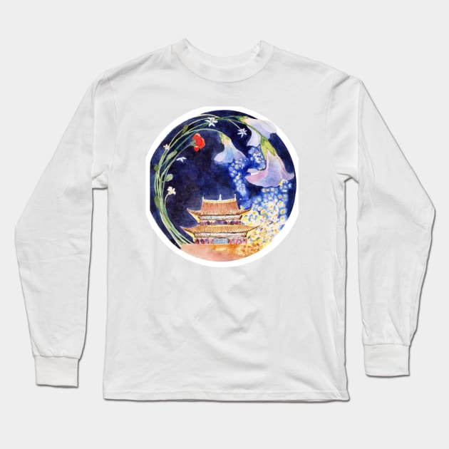 Chinese traditional building Long Sleeve T-Shirt by xiaolindrawing